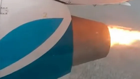 Filmó cómo el motor de un avión se incendiaba en pleno vuelo. Video