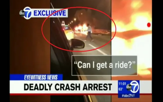 Se fue en taxi mientras su novia moria en un auto en llamas