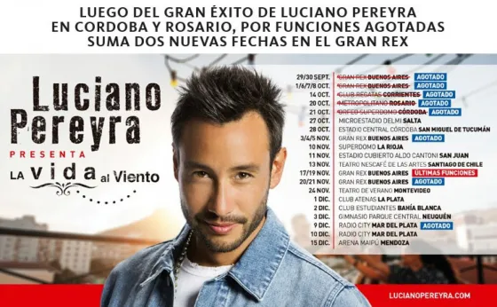 Luciano Pereyra llega a Salta a presentar su nuevo disco
