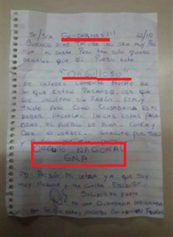 Caso Maldonado: Esta carta a los gendarmes causó polémica