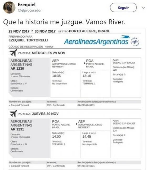 Pobrecito: Lo cargan por haber comprado el pasaje para ver a River en la final