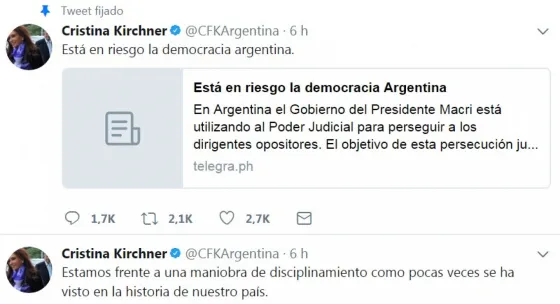 La reacción de Cristina Kirchner por Boudou: "Está en riesgo la democracia Argentina"
