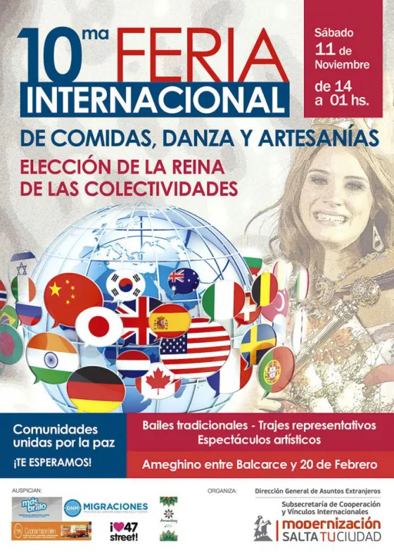 El sábado se realizará la Feria Internacional de Comidas, Danzas y Artesanías