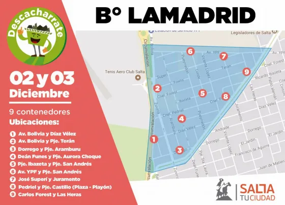 Este fin de semana el operativo de descacharrado será en barrio Lamadrid