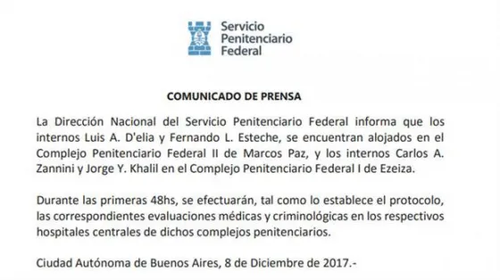 Zannini, Khalil ,D'Elía y Esteche ya están encarcelados