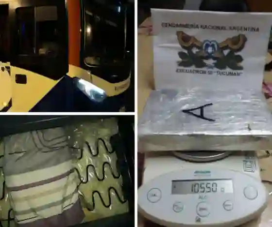 Hallaron 9 kilos de cocaína ocultos bajo butacas de un ómnibus
