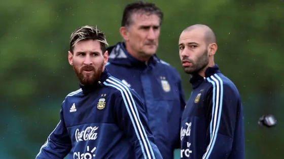Patón Bauza, Lionel Messi y Javier Mascherano