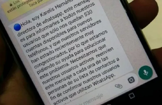 El falso mensaje de WhatsApp con un peligroso fin