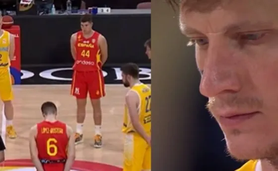 Mundial de básquet: Las lágrimas de los jugadores de Ucrania en el minuto de silencio ante España