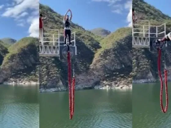 Video: Así se le cortó la soga al turista que hacía bungee jumping en el Dique Cabra Corral