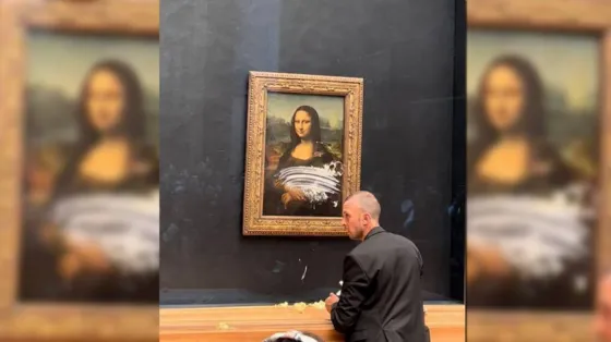 Atacaron a "La Gioconda": un visitante le tiró un tortazo