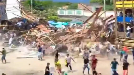 Video: Trágico derrumbe en una plaza de toros de Colombia dejó muertos y heridos
