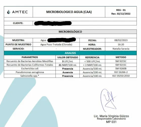 Estudio de agua en Grand Bourg salió con salmonella y materia fecal