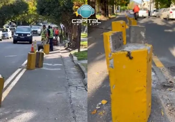 La Municipalidad sacó los bodoques de las ciclovías sobre la Av. Belgrano