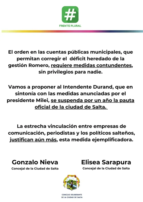 Concejales solicitan la suspensión de la pauta de la Municipalidad