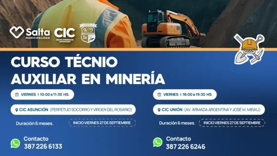La Municipalidad dictará el curso de Técnico Auxiliar en Minería
