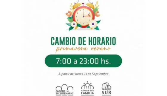 Nuevos horarios de los Parques Urbanos a partir de este lunes