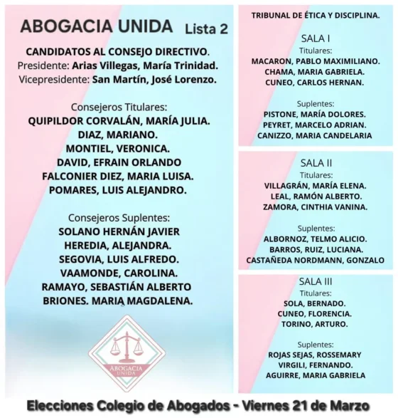 Abogacía Unida presenta sus propuestas para las elecciones del próximo viernes