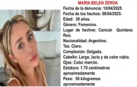 Turista argentina desapareció en Cancún: María Belén Zerda tiene 38 años