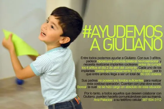 Maratón solidaria este domingo para ayudar a Giuliano